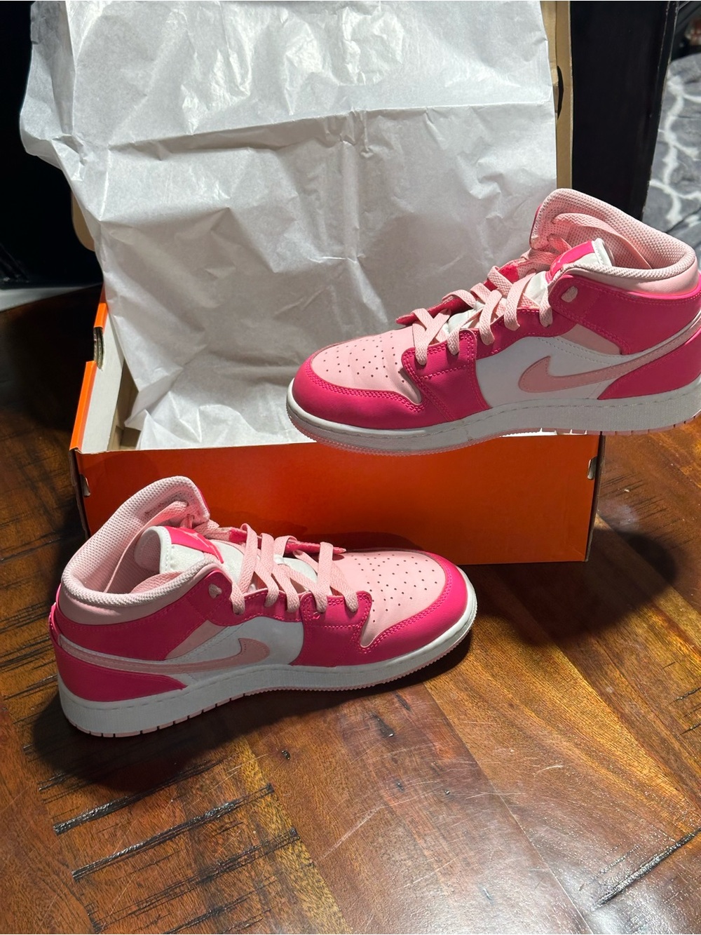 Nike Women's High-Top Sneakers in Hot Pink and Light Pink - Picture 4 of 8